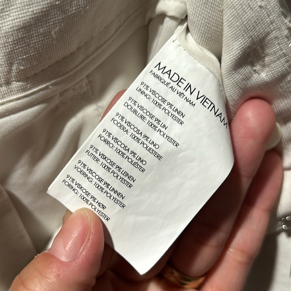 Club Monaco Womens Size 00 straight leg crop pants linen blend fully lined capri - Picture 9 of 9